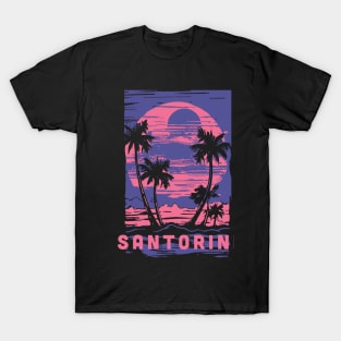 Santorini Greece Souvenir Lifestyle Cyberpunk Vacation Trip T-Shirt